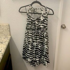 Guess halter dress, size 8, black and white striped.